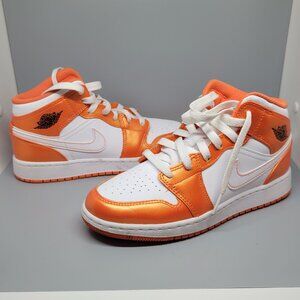 Nike Jordan Retro 1's mid sneakers youth kids womens Electro orange white